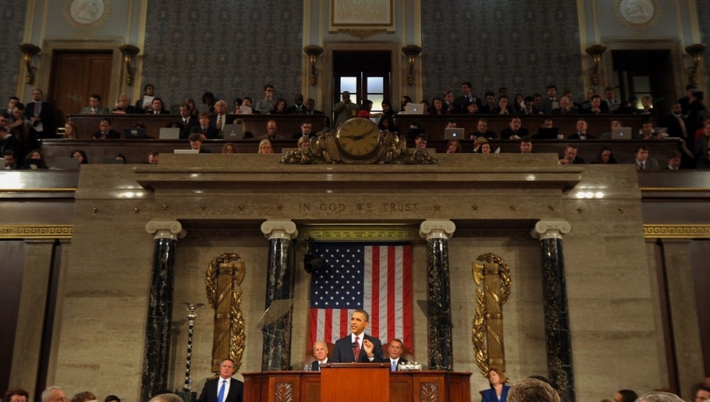 Barack Obama, en su tercer discurso sobre el estado de la unión, hace un año