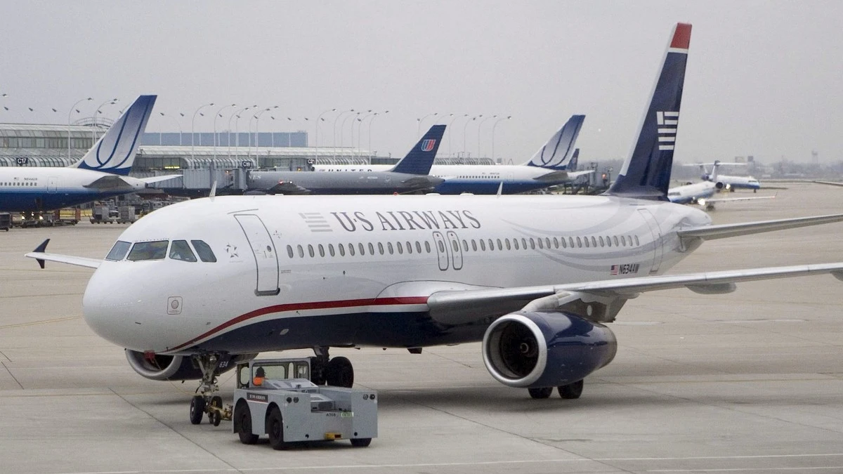 Un avión de US Airways antes del despegue