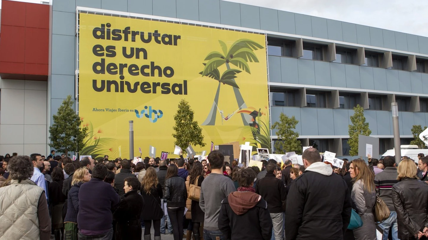 Trabajadores de Orizonia durante una concentración Trabajadores de Orizonia durante una concentración