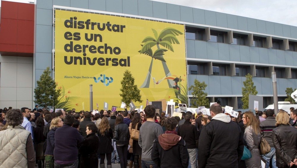 Trabajadores de Orizonia durante una concentración
