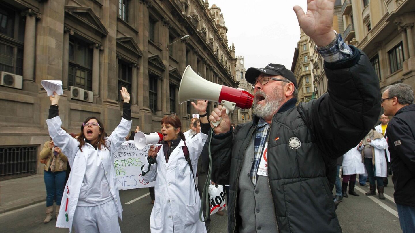 Manifestaci&oacute;n en defensa de la sanidad p&uacute;blica en Barcelona.