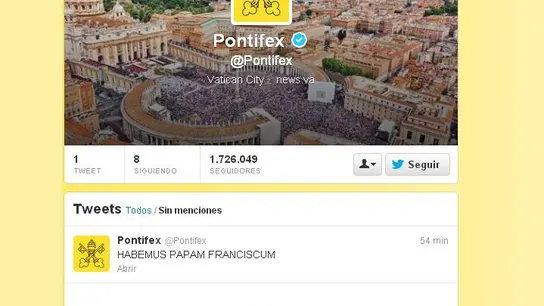 Primer tuit de Francisco I Primer tuit de Francisco I