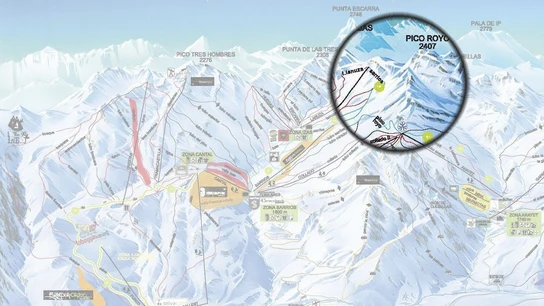 Localización donde se ha producido el alud en Formigal Localización donde se ha producido el alud en Formigal