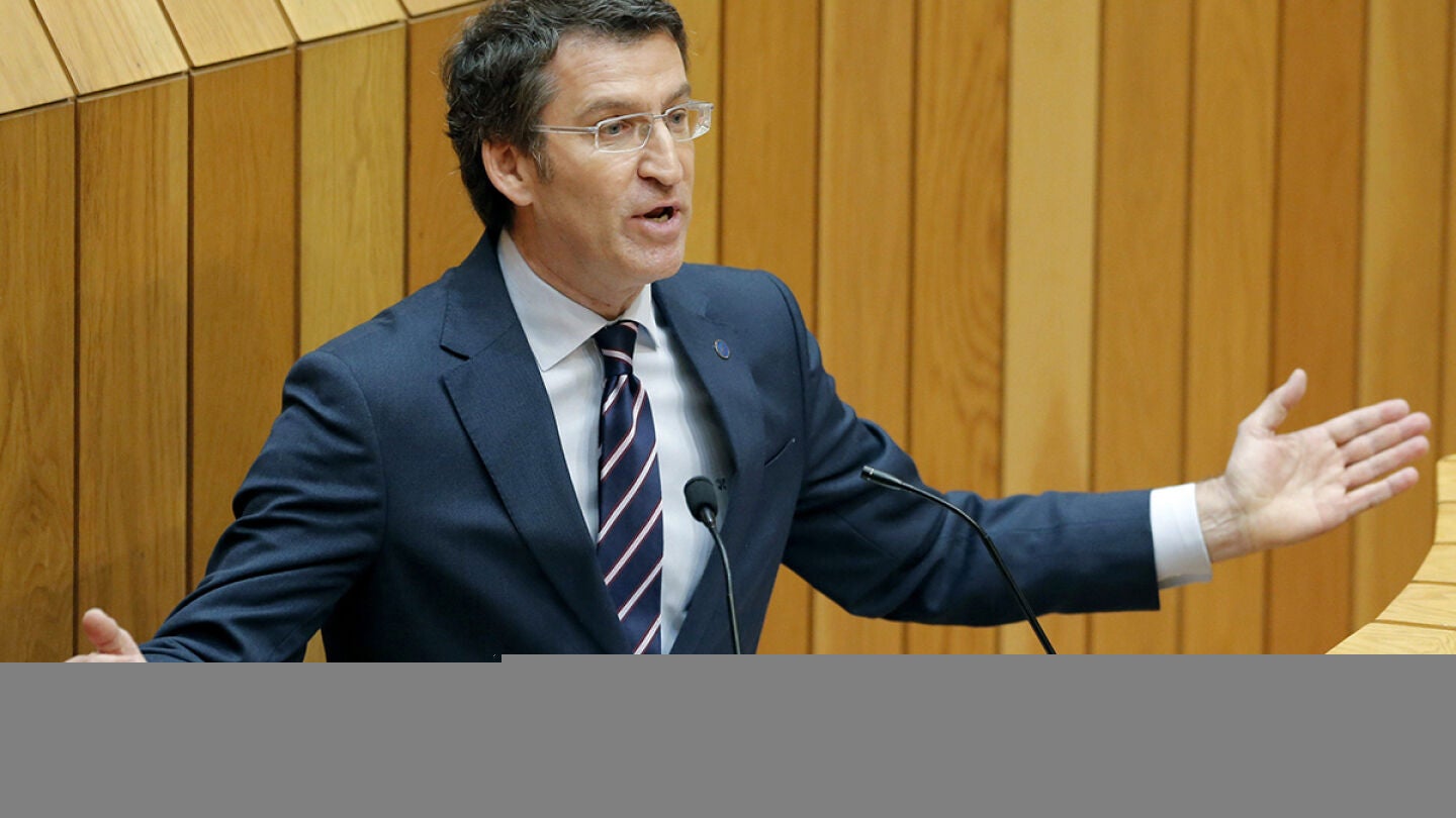 Alberto N&uacute;&ntilde;ez Feij&oacute;o, durante su intervenci&oacute;n en el Parlamento gallego.