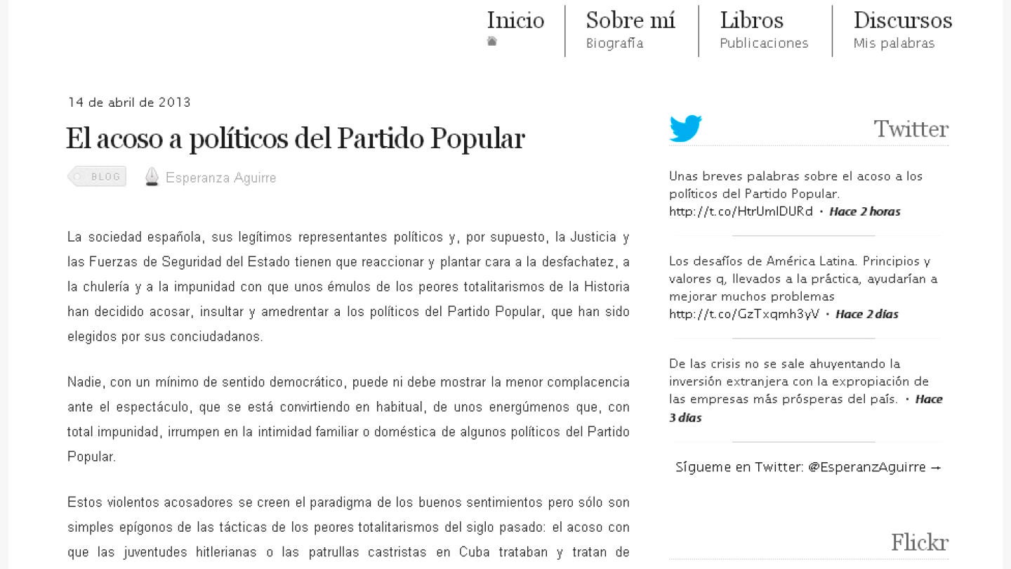 Cr&iacute;ticas de Aguirre a los escraches