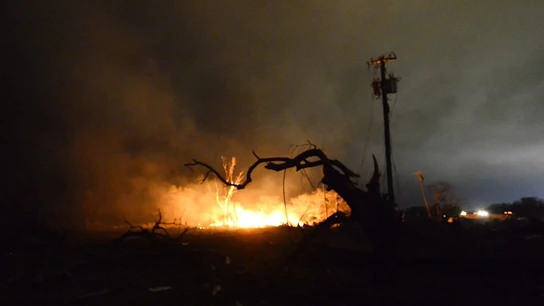 Vista del lugar de la explosión registrada en la inmediaciones de una planta de fertilizantes Vista del lugar de la explosión registrada en la inmediaciones de una planta de fertilizantes