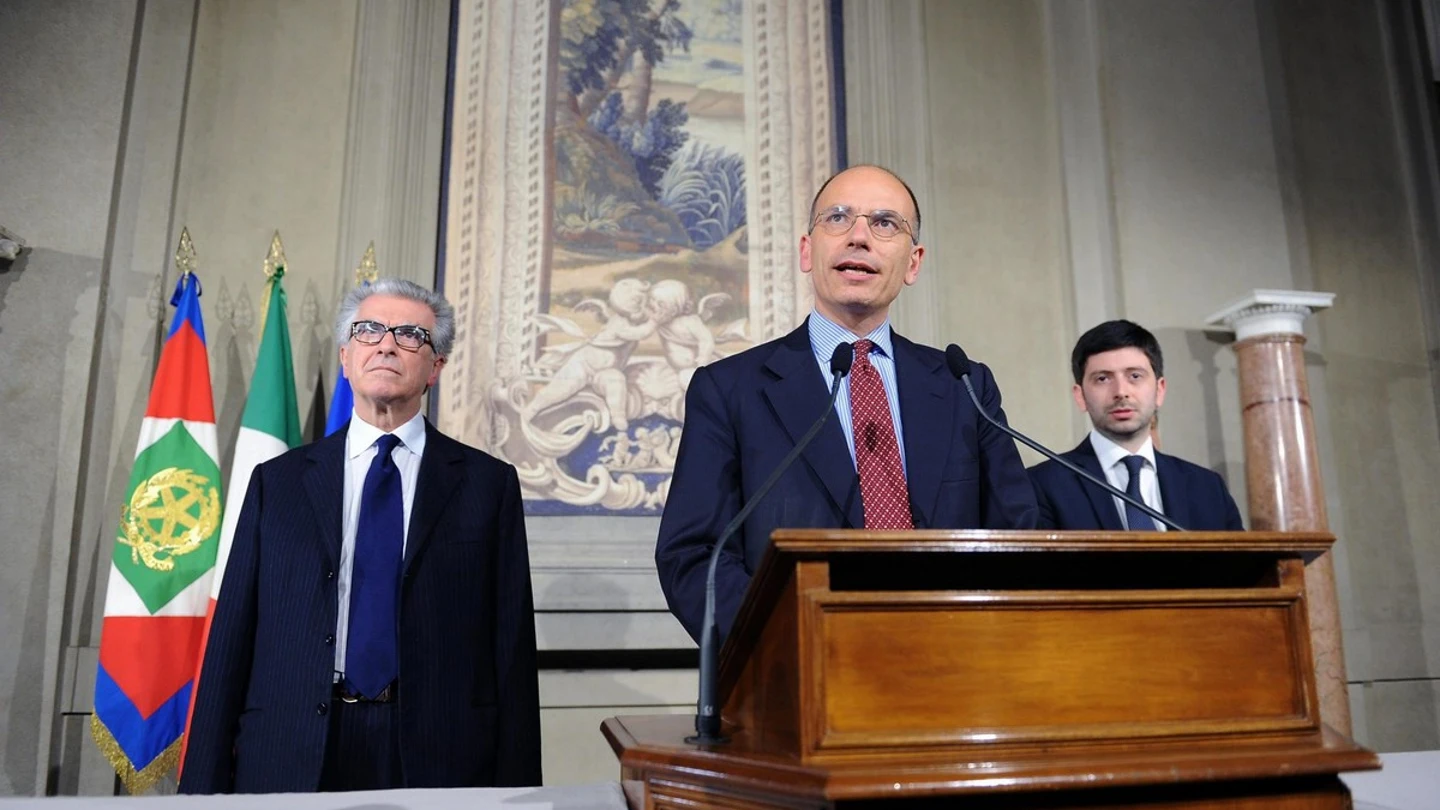 Enrico Letta del partido italiano de centro-izquierda Enrico Letta del partido italiano de centro-izquierda