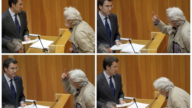 Beiras golpea el escaño de Núñez Feijóo Beiras golpea el escaño de Núñez Feijóo