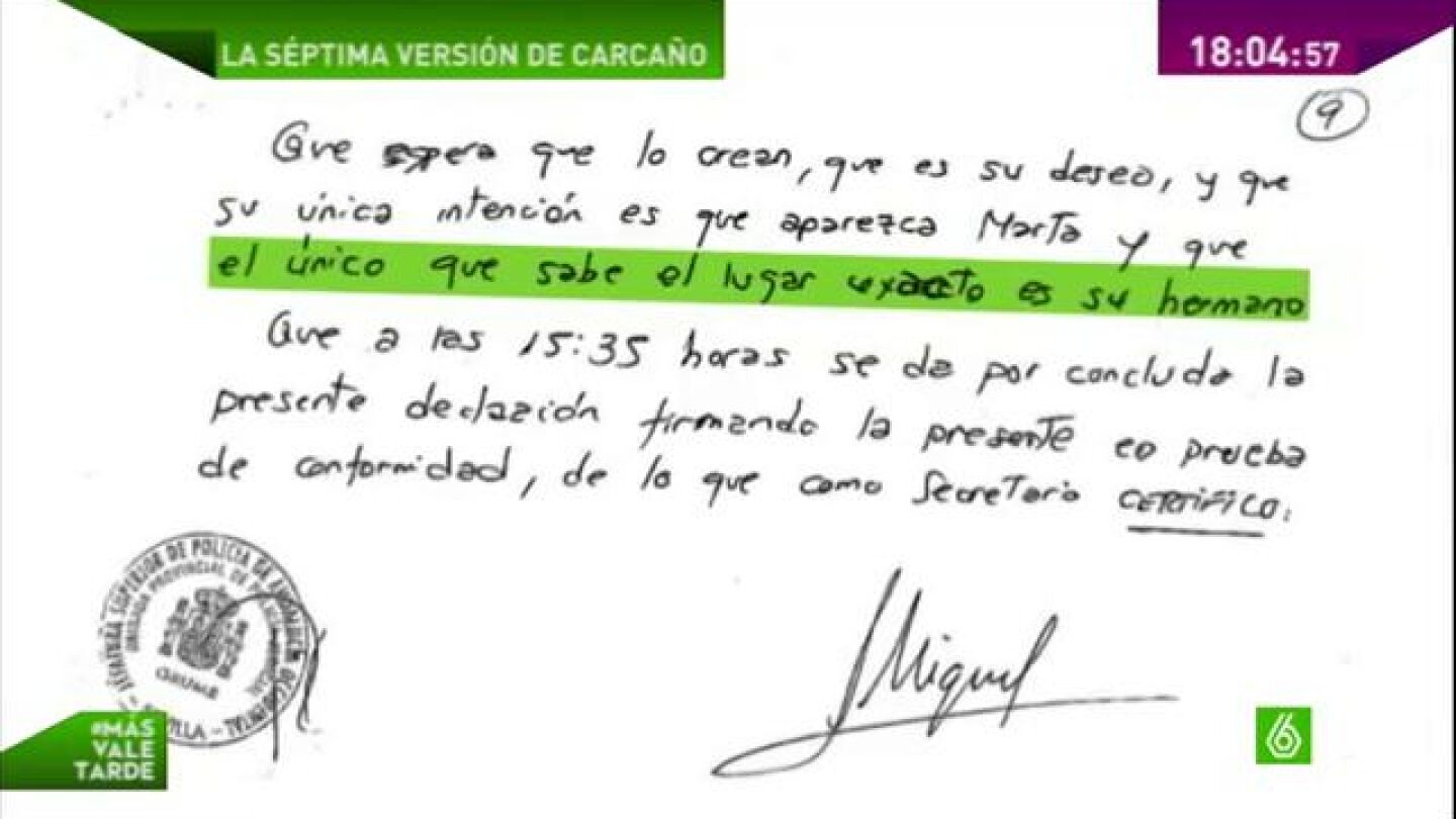Carca&ntilde;o insiste en culpar a su hermano