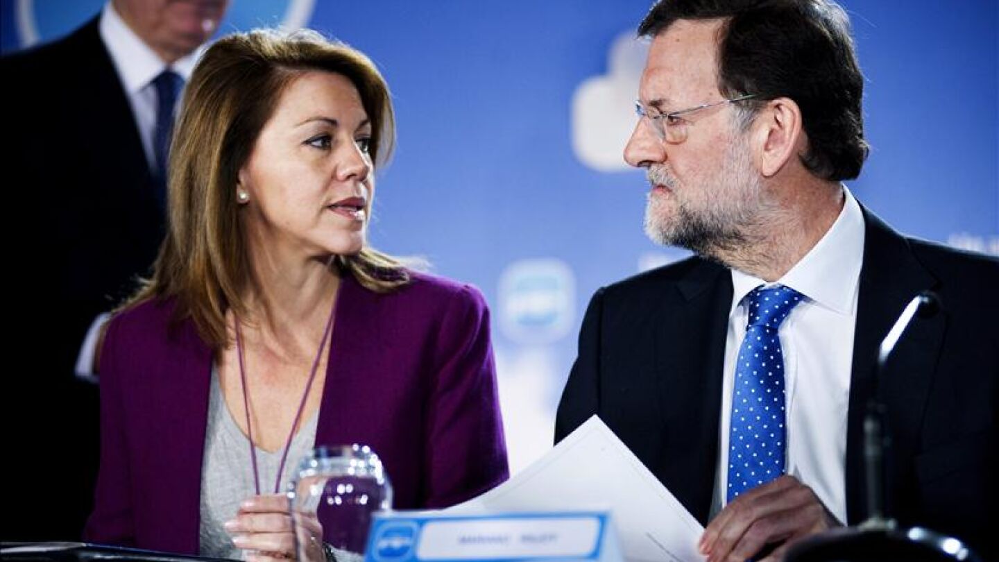 Rajoy con Mar&iacute;a Dolores de Cospedal en la &uacute;ltima Interparlamentaria