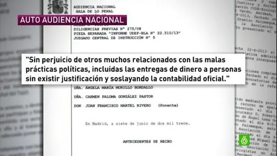 Auto de la Audiencia Nacional que expulsa al PP como acusación popular en el 'caso Bárcenas' Auto de la Audiencia Nacional que expulsa al PP como acusación popular en el 'caso Bárcenas'