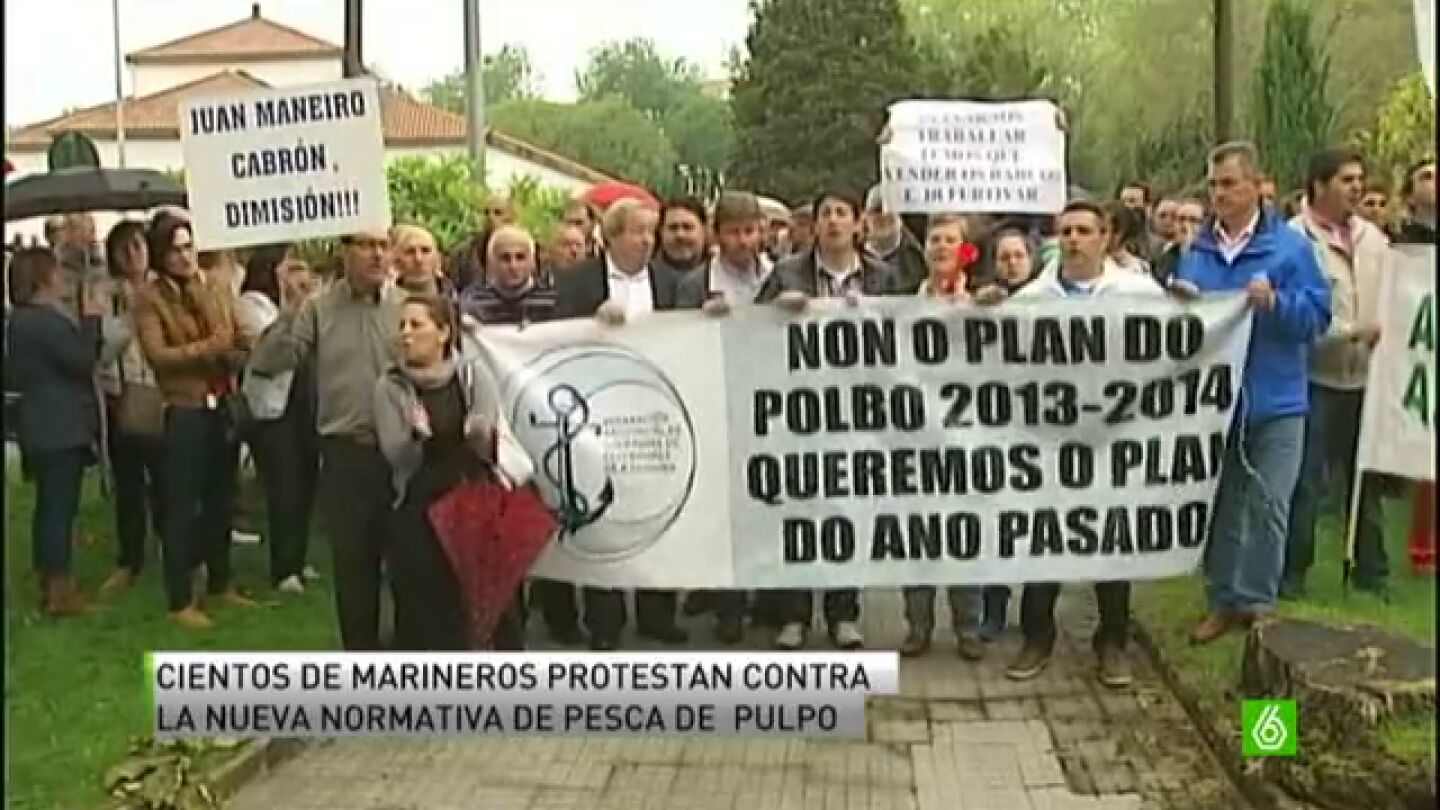 Marineros gallegos protestan contra el nuevo plan de pesca del pulpo impuesto por la Xunta