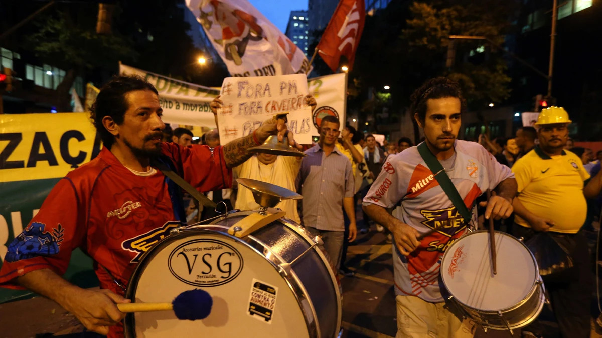 Manifestantes en Brasil