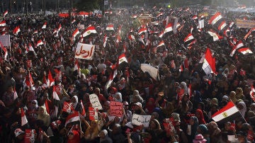 Miles de ciudadanos protestan para pedir a Morsi que deje el cargo, en la plaza Tahrir, en El Cairo. 