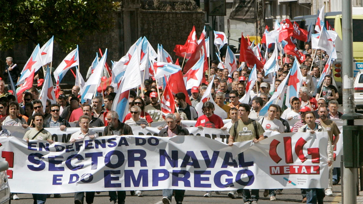 Manifestación en defensa de los astilleros gallegos.