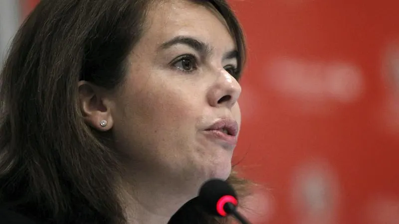 Soraya Sáenz de Santamaría durante una conferencia