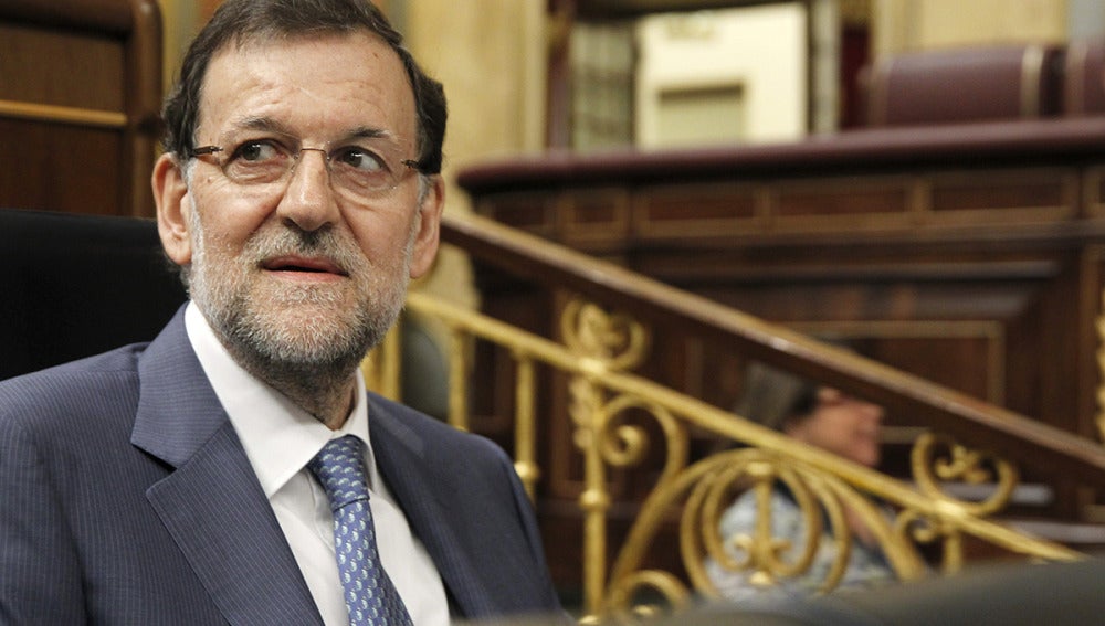 Mariano Rajoy en su escaño en el Congreso