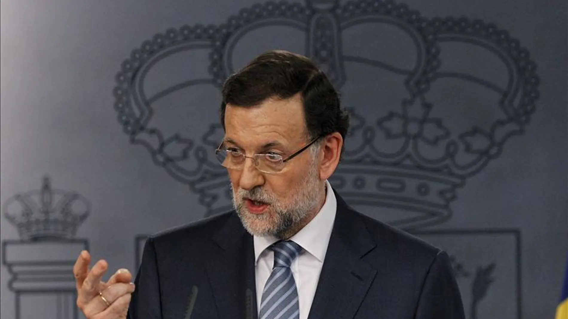 Mariano Rajoy en La Moncloa habla ante los medios