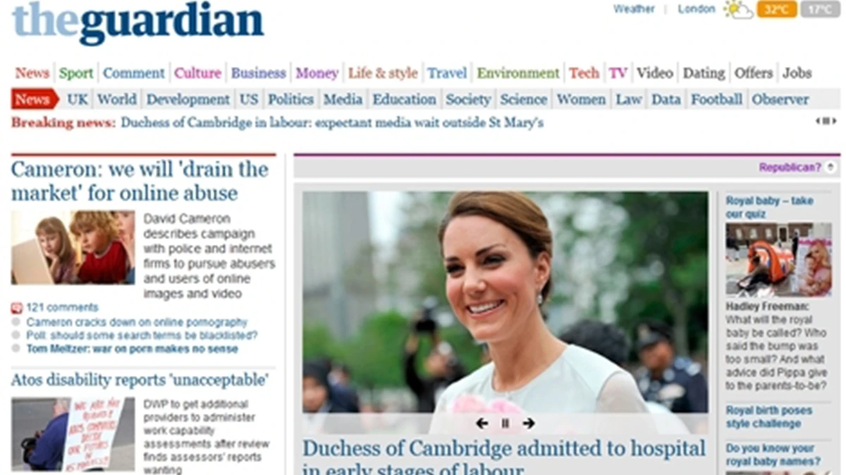 Página web del diario británico "The Guardian" Página web del diario británico "The Guardian"