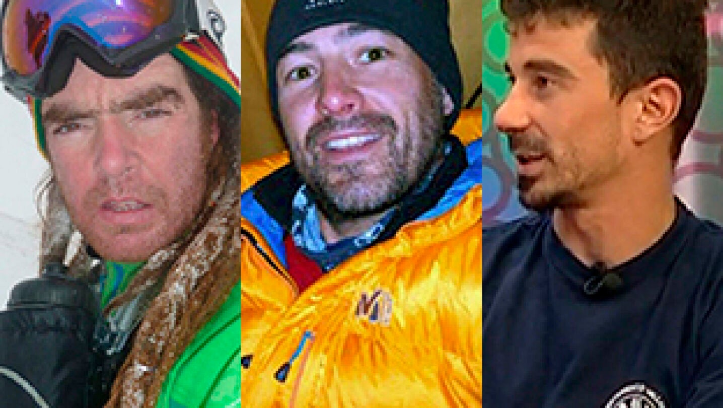 Los monta&ntilde;eros Xevi Gomez, Abel Alonso y &Aacute;lvaro Paredes