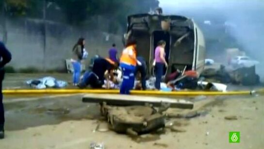 Instantes posteriores al accidente de tren