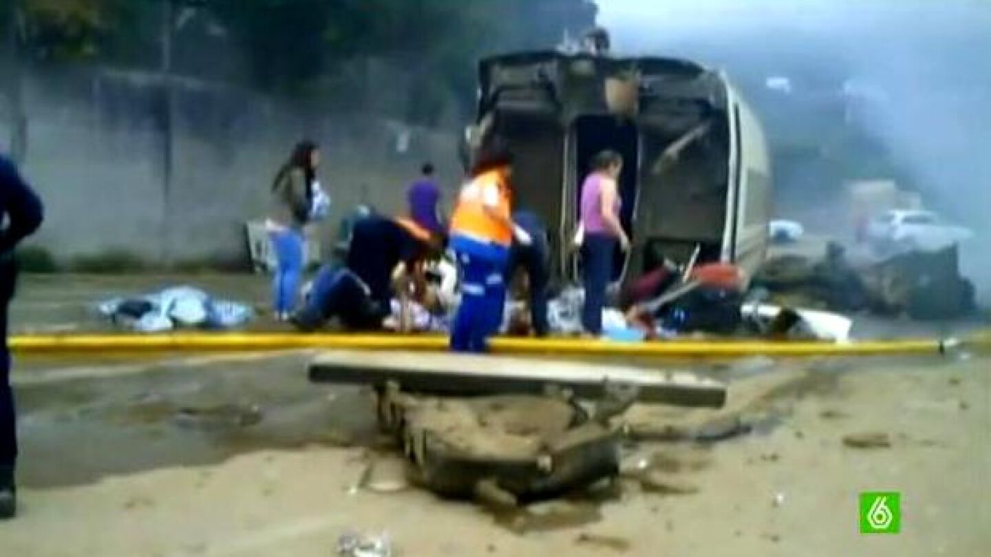 Instantes posteriores al accidente de tren