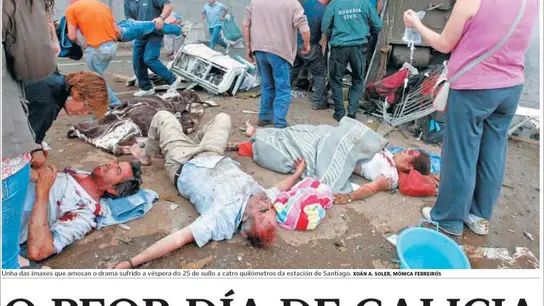 El accidente de tren en la portada de 'LaVoz de Galicia'. El accidente de tren en la portada de 'LaVoz de Galicia'.