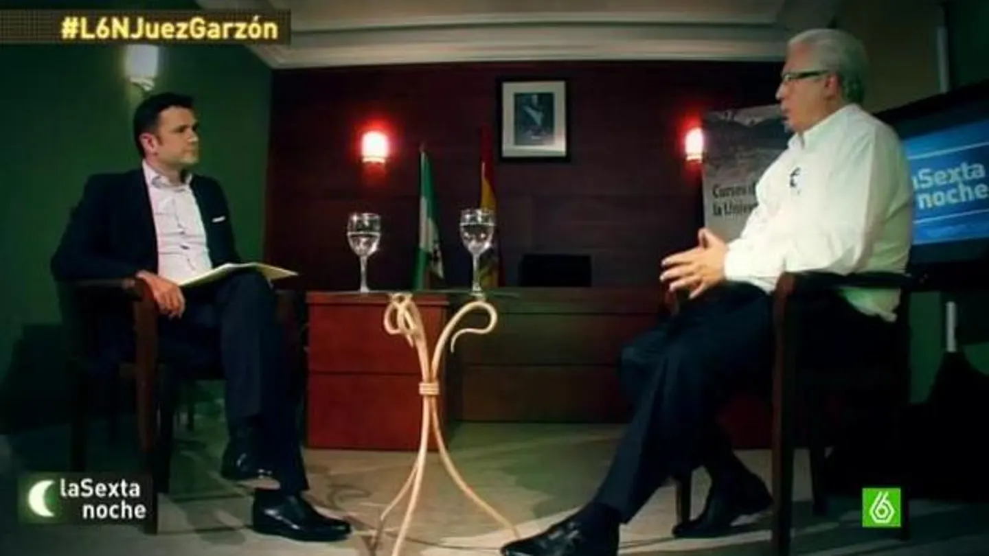 Baltasar Garzón durante la entrevista en laSexta Noche Baltasar Garzón durante la entrevista en laSexta Noche