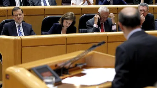 Rubalcaba, durante su intervención Rubalcaba, durante su intervención