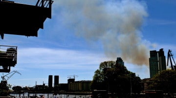 Incendio en la reserva ecológica de Costanera Sur, en Buenos Aires.