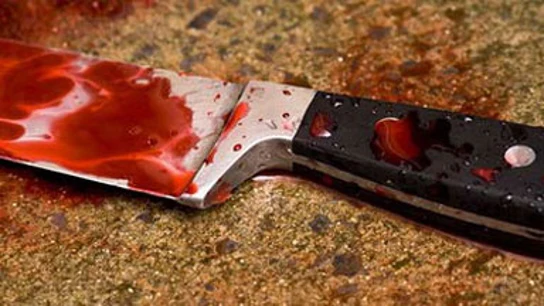 Imagen de archivo de un cuchillo ensangrentado Imagen de archivo de un cuchillo ensangrentado