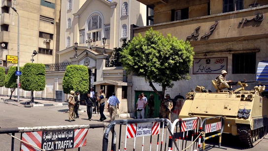 Medidas de seguridad en una manifestación convocada por los Hermanos Musulmanes. Medidas de seguridad en una manifestación convocada por los Hermanos Musulmanes.