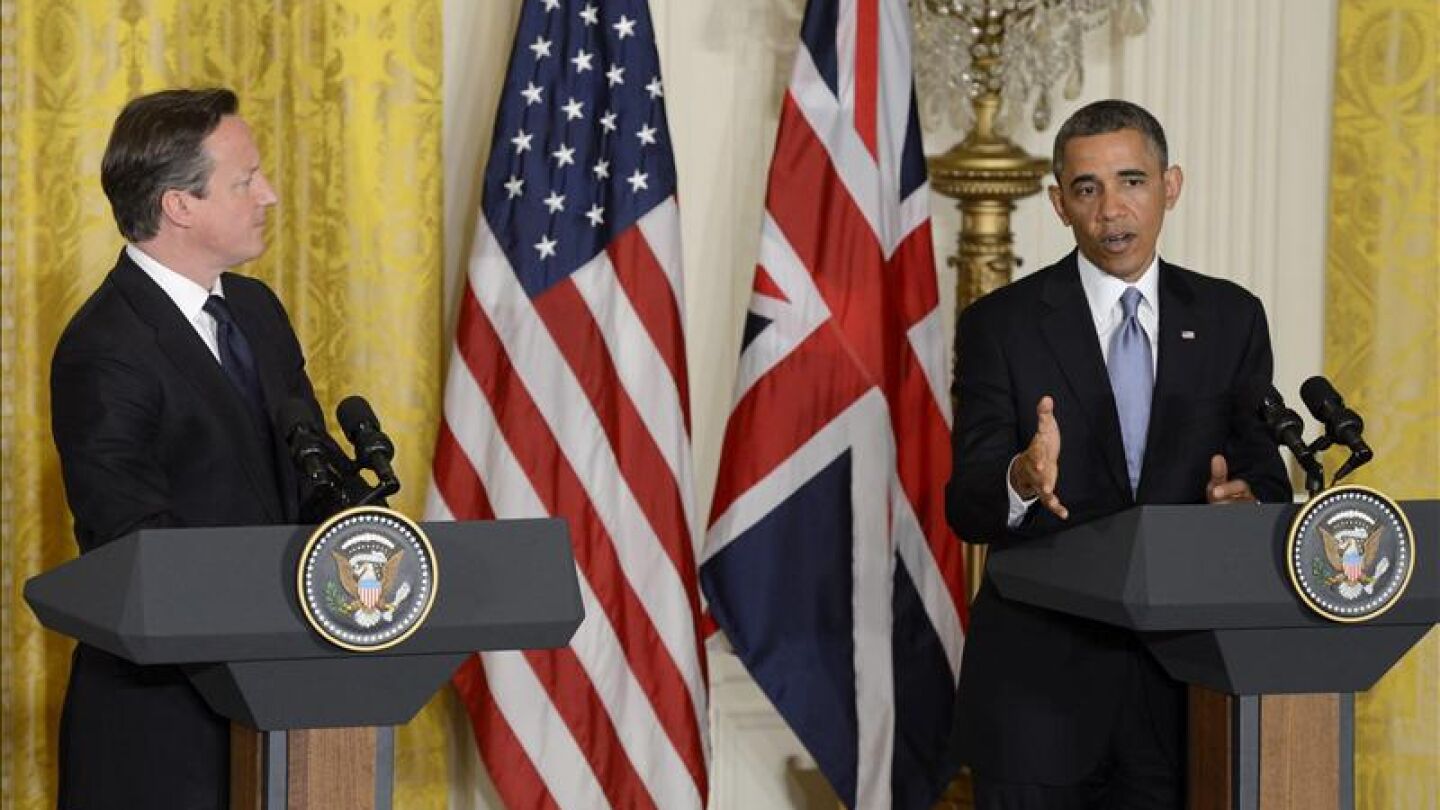 Obama y Cameron durante una rueda de prensa