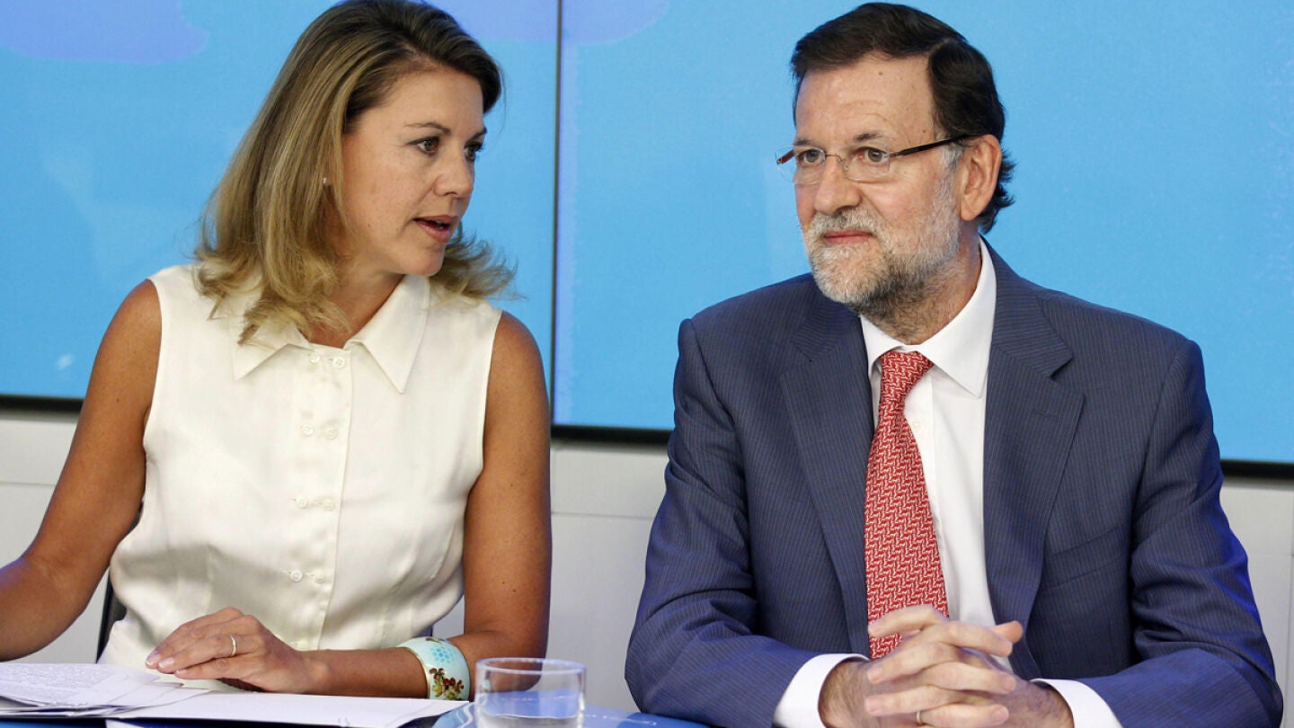 Mariano Rajoy y Mar&iacute;a Dolores de Cospedad, al inicio de la reuni&oacute;n del Comit&eacute; Ejecutivo Nacional del PP.