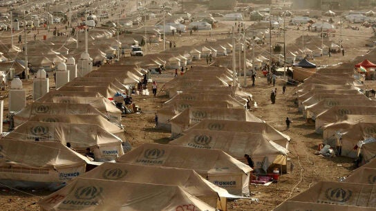 Campo de ACNUR que espera la llegada de refugiados sirios.