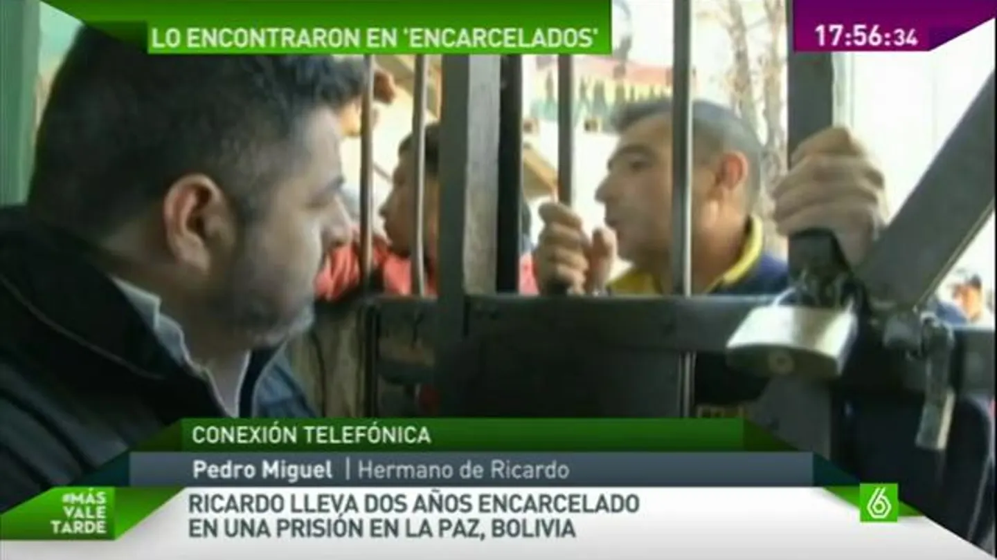 La familia de Ricardo descubre que está en una cárcel de Bolivia tras ver 'Encarcelados': "Se nos cayó el alma al suelo" La familia de Ricardo descubre que está en una cárcel de Bolivia tras ver 'Encarcelados': "Se nos cayó el alma al suelo"