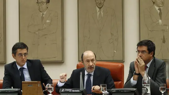 Alfredo Pérez Rubalcaba con Madina y López Alfredo Pérez Rubalcaba con Madina y López
