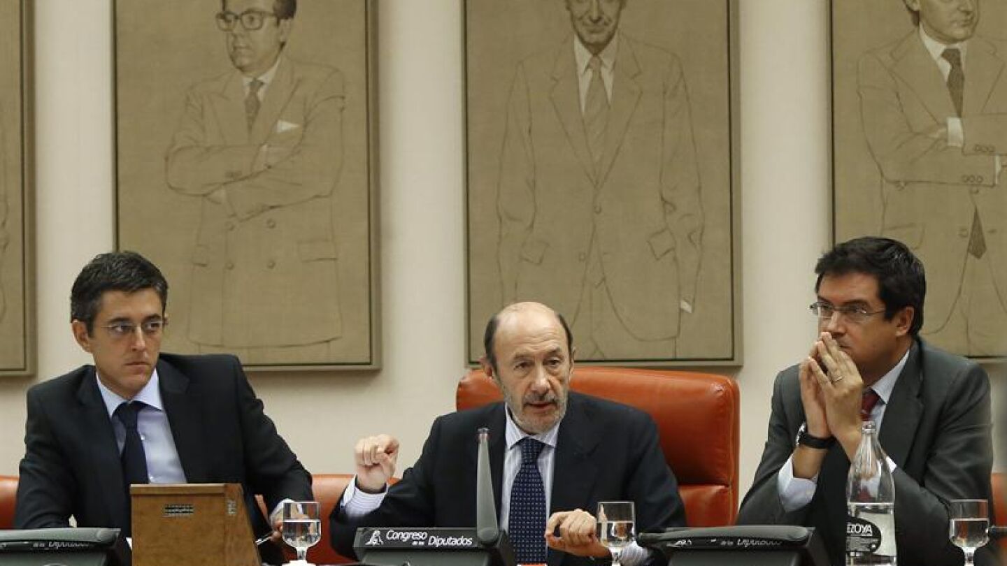 Alfredo P&eacute;rez Rubalcaba con Madina y L&oacute;pez