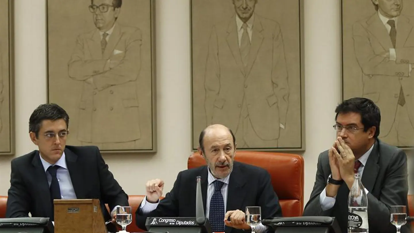 Alfredo Pérez Rubalcaba con Madina y López Alfredo Pérez Rubalcaba con Madina y López