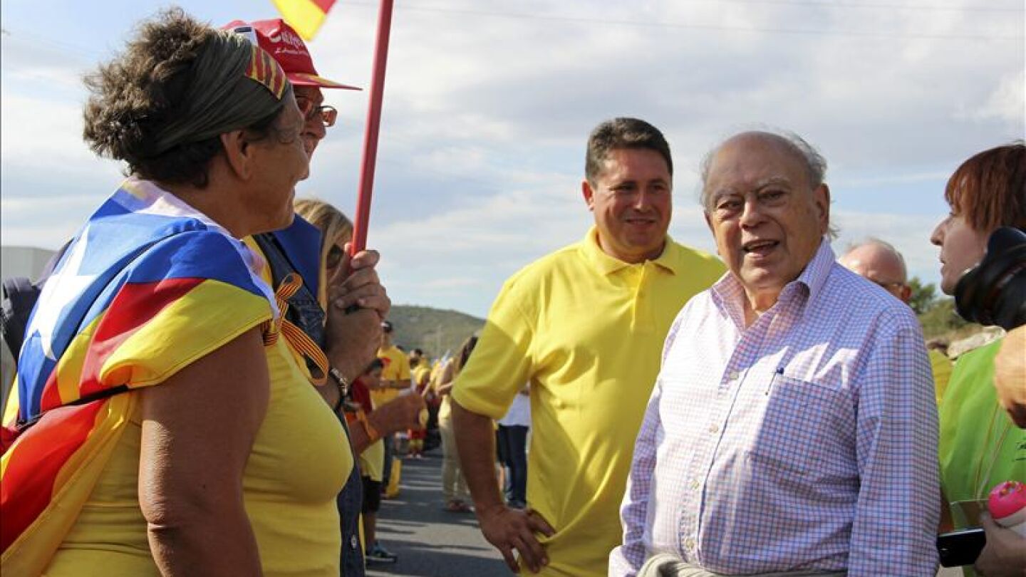 El expresidente de la Generalitat, Jordi Pujol, durante su participaci&oacute;n, 