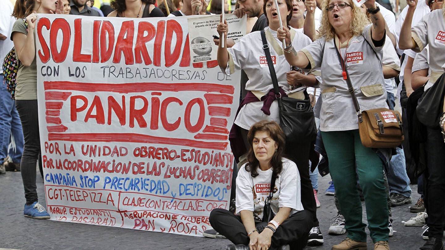 Nueva protesta de los trabajadores de Panrico en Barcelona