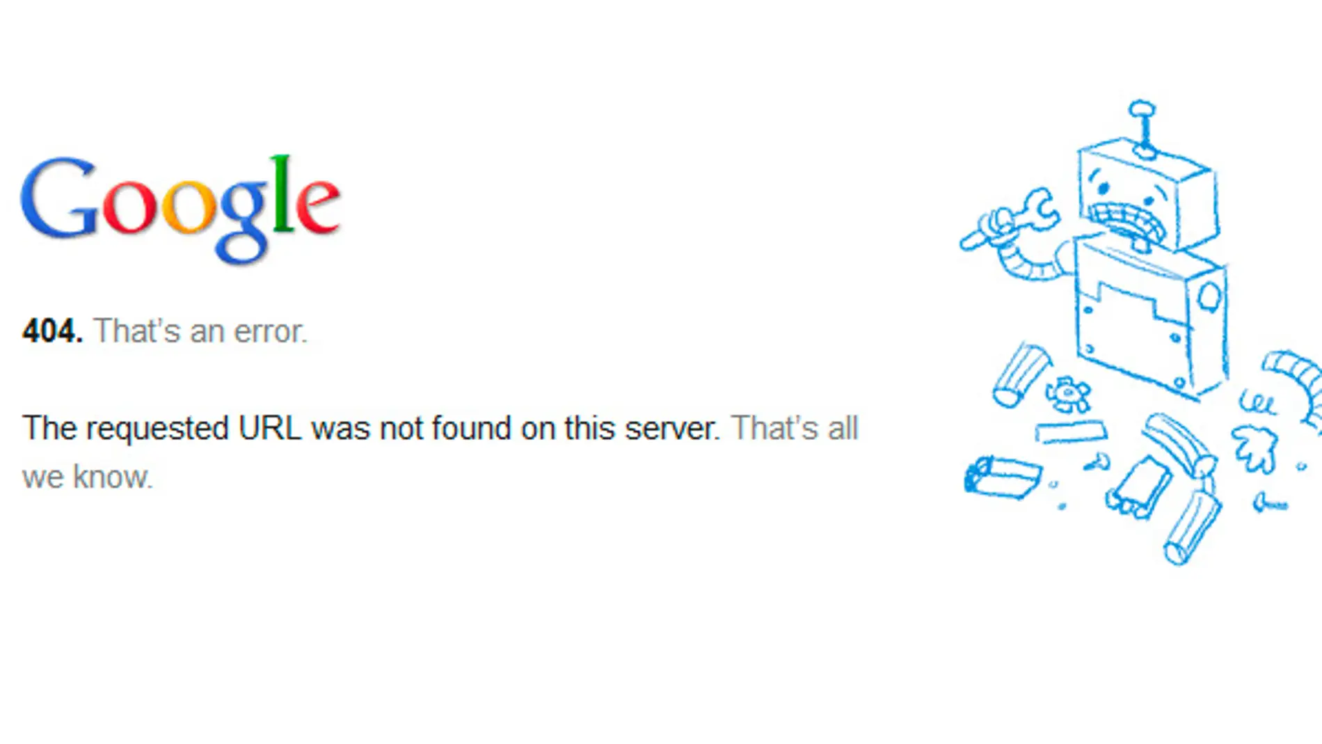 La página de error de Google