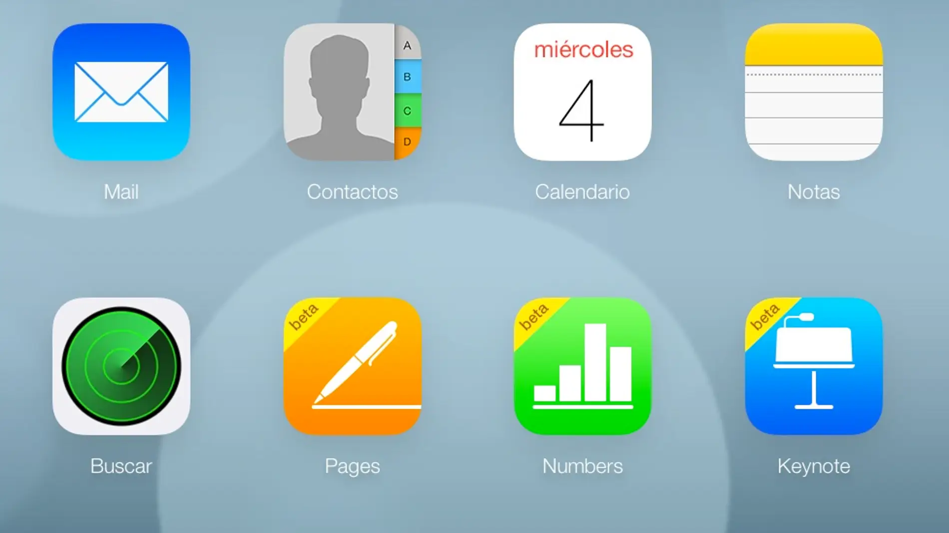 Captura de pantalla de la versión web de iCloud