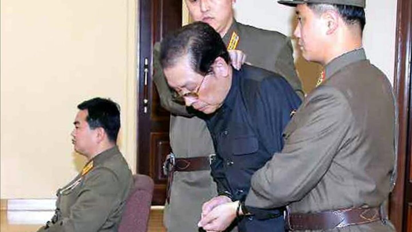 Kim Jong-un en una audiencia en la corte ante un tribunal militar especial en Pyongyang antes de ser ejecutado