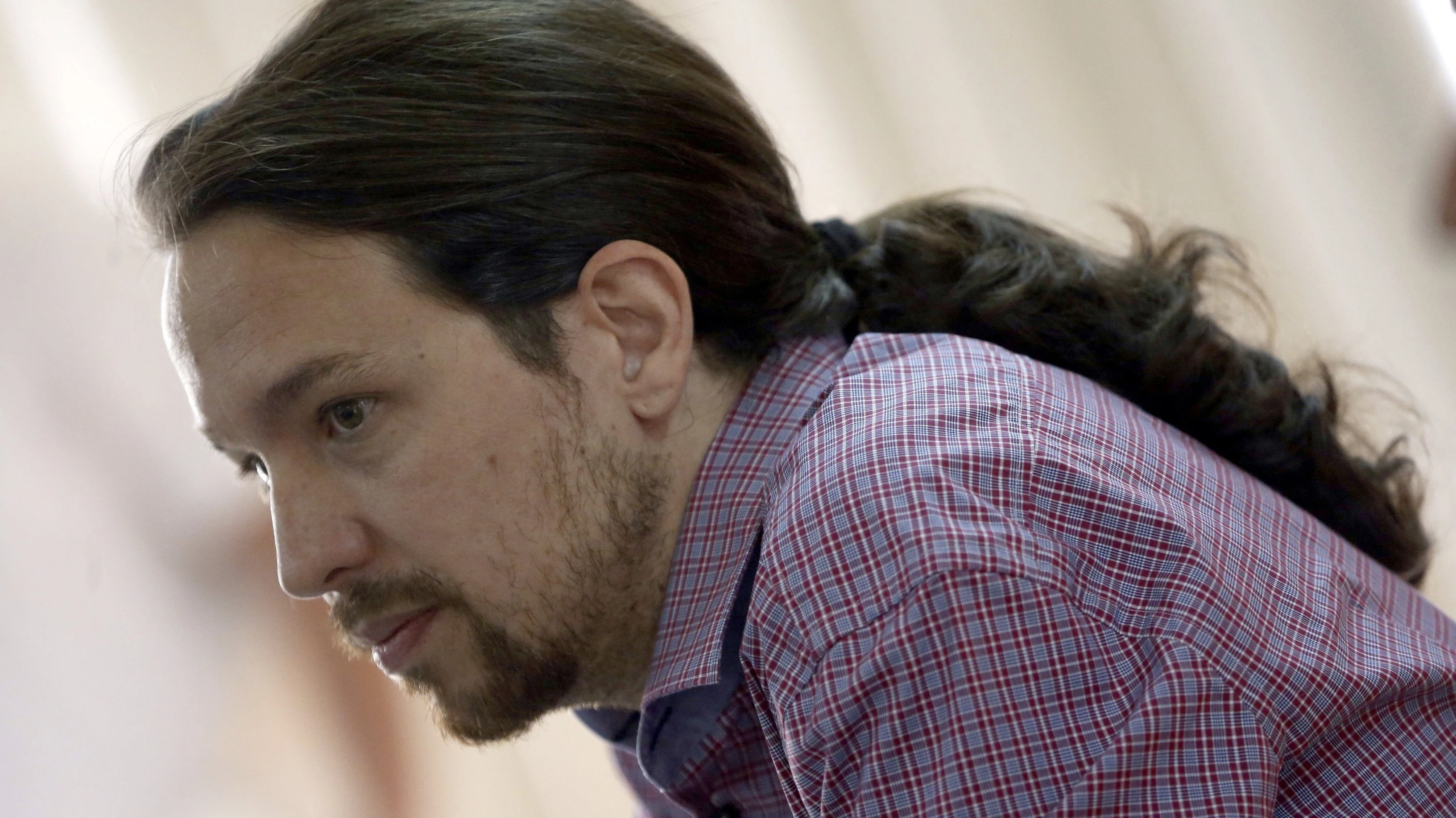 El líder de Podemos, Pablo Iglesias, en rueda de prensa