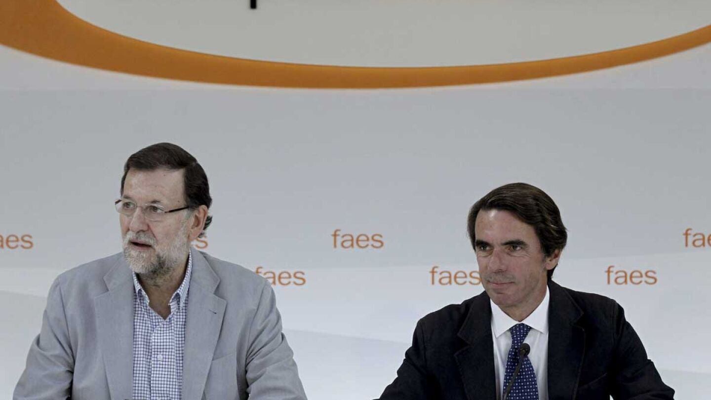 Mariano Rajoy y Jos&eacute; Mar&iacute;a Aznar en el Campus FAES