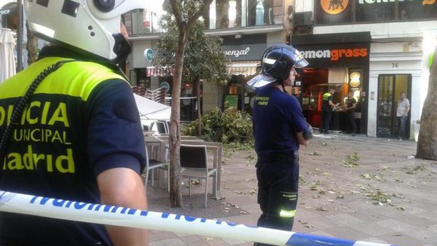 Cinco heridos leves en la ca&iacute;da de otra rama de &aacute;rbol sobre una terraza en Madrid