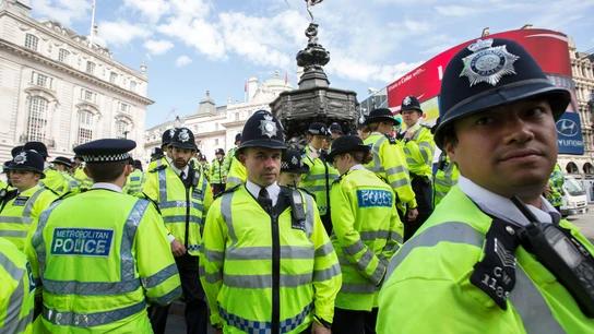 Miembros de la policía británica, en Londres Miembros de la policía británica, en Londres