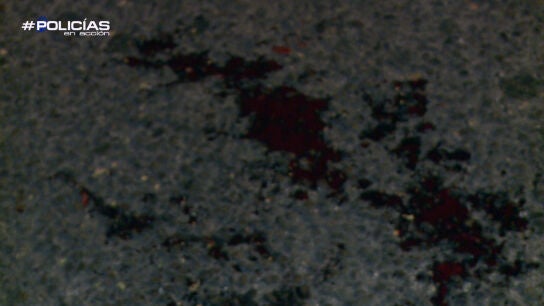 Sangre de la v&iacute;ctima en el suelo