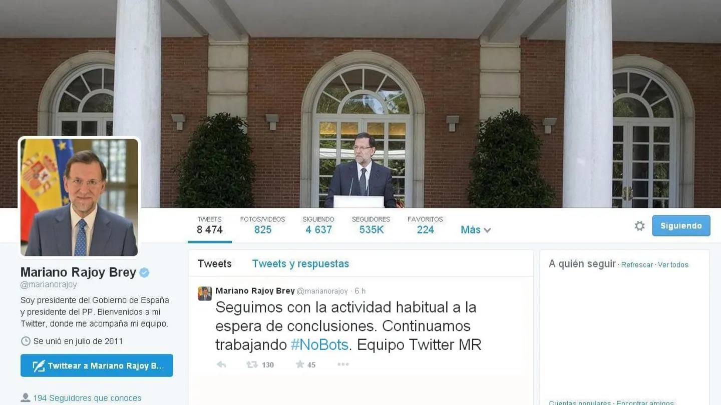 Perfil de Twitter de Mariano Rajoy Perfil de Twitter de Mariano Rajoy